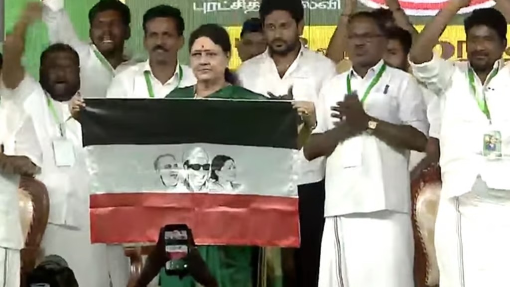 தமிழக அரசியலில் அதிரடி: புதிய கட்சி மற்றும் கொடியை அறிமுகம் செய்த சசிகலா!